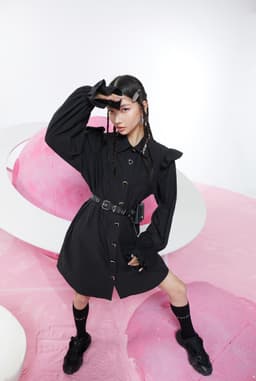 image-Harajuku Cartoon Print High Waist Casual Shirt Dresses Women Spring