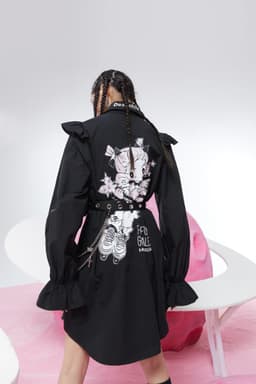 image-Harajuku Cartoon Print High Waist Casual Shirt Dresses Women Spring