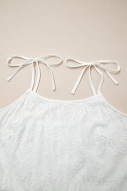 image-White Tie Spaghetti Straps Floral Lace Overlay Long Dress