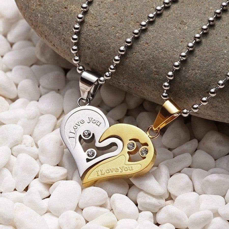 image-Heart-to-Heart Love Couple Necklace Pair Heart-shaped Diamond Peach Heart Pendant Cross-border Hot Selling Jewelry Spot