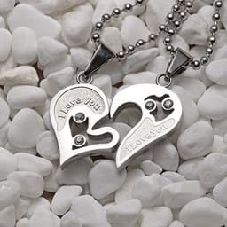 image-Heart-to-Heart Love Couple Necklace Pair Heart-shaped Diamond Peach Heart Pendant Cross-border Hot Selling Jewelry Spot