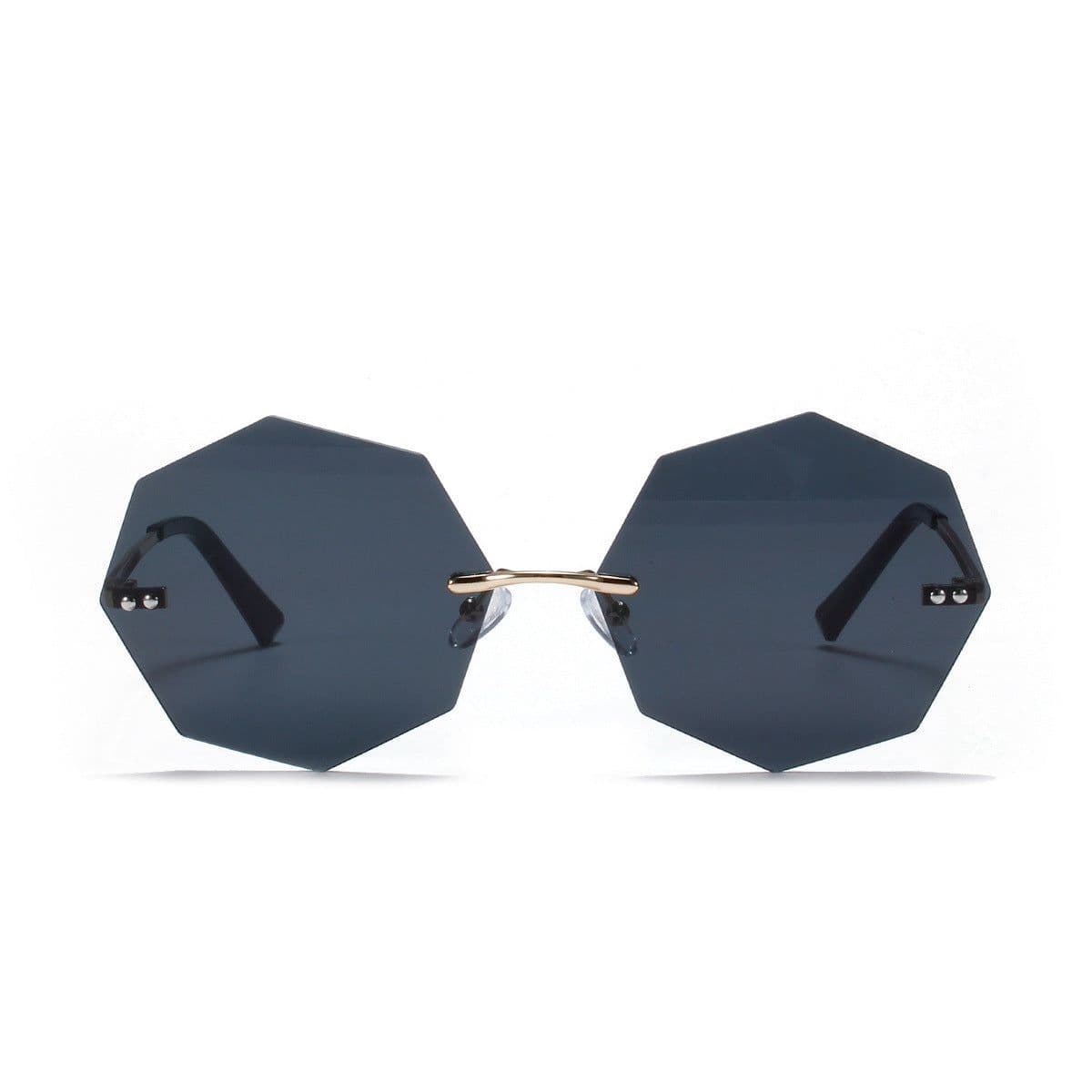 image-K005 polygon frameless sunglasses women retro metal sunglasses 8 sides new glasses