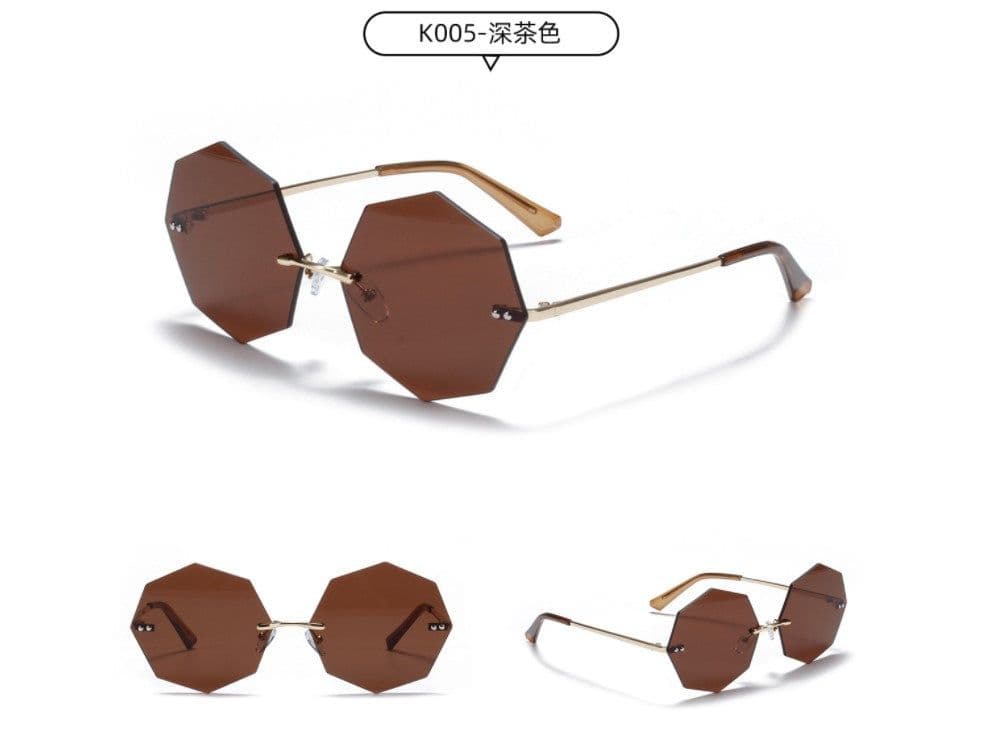 image-K005 polygon frameless sunglasses women retro metal sunglasses 8 sides new glasses