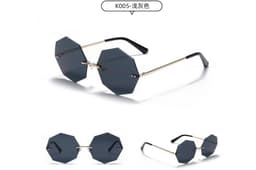 image-K005 polygon frameless sunglasses women retro metal sunglasses 8 sides new glasses