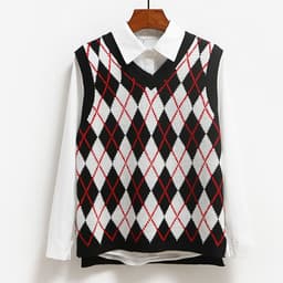 image-2020 autumn cross-border European and American new sexy women's pink plaid knit sweater with sleeveless vest top