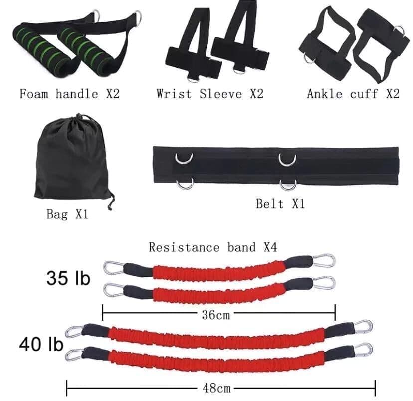 image-100 pounds 140 pounds jump boxing agility training fitness exercise bounce trainer pull rope elastic resistance band