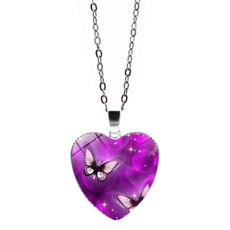 image-New cross-border accessories Beautiful and mysterious butterfly time gemstone necklace European and American love pendant necklace