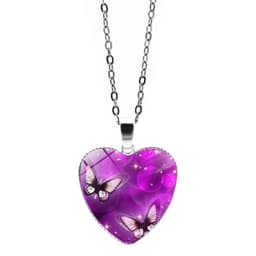 image-New cross-border accessories Beautiful and mysterious butterfly time gemstone necklace European and American love pendant necklace