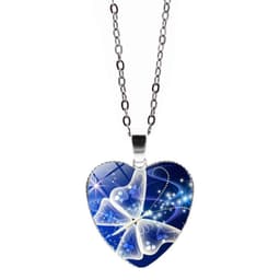 image-New cross-border accessories Beautiful and mysterious butterfly time gemstone necklace European and American love pendant necklace