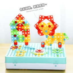 image-Children's screw-screw toy electric drill toolbox hands-on disassembly and assembly educational toys boy building block puzzle cross-border