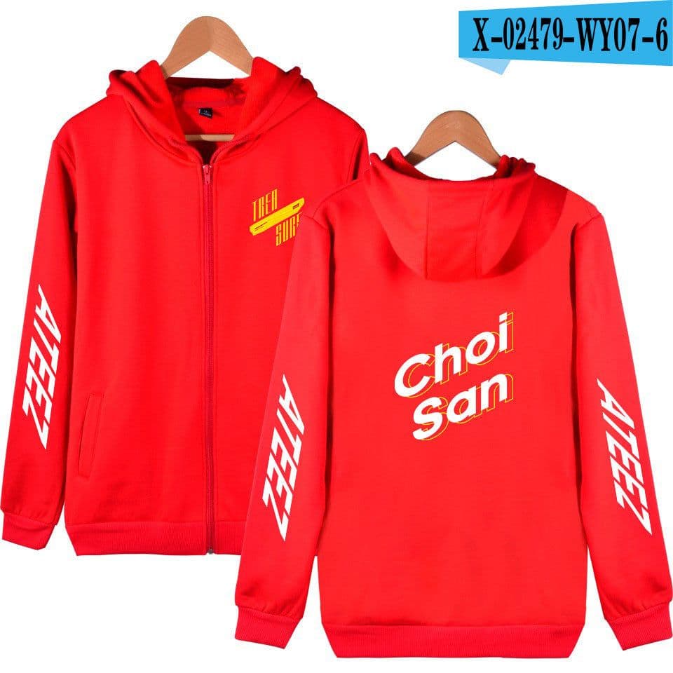 image-A drop shipping new product European and American trend ATEEZ casual men's and women's zipper hooded sweater