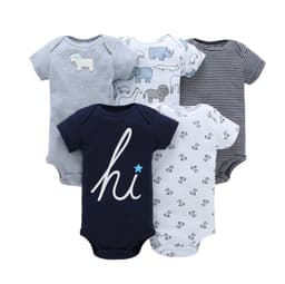 image-A generation of summer baby boy cotton short-sleeved mixed color haze triangle romper 5 five-piece suit T0031