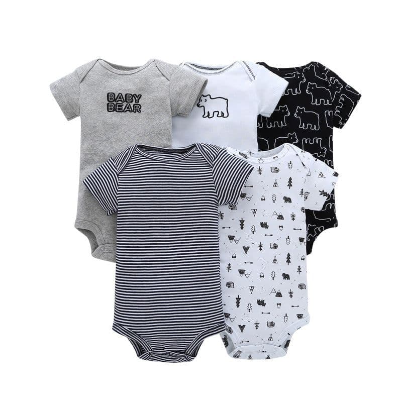 image-A generation of summer baby boy cotton short-sleeved mixed color haze triangle romper 5 five-piece suit T0031