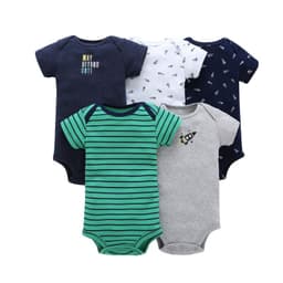 image-A generation of summer baby boy cotton short-sleeved mixed color haze triangle romper 5 five-piece suit T0031
