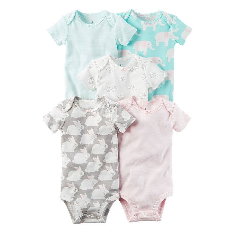 image-A generation of summer baby boy cotton short-sleeved mixed color haze triangle romper 5 five-piece suit T0031
