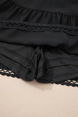 image-Parchment Plus Size Frilled Elastic Waist Lace Trim Boho Ruffled Shorts