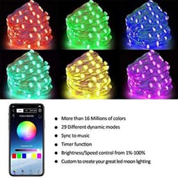 image-LED copper wire string light bluetooth music RGB light string APP control USB plug-in string lights indoor and outdoor curtain decoration lights