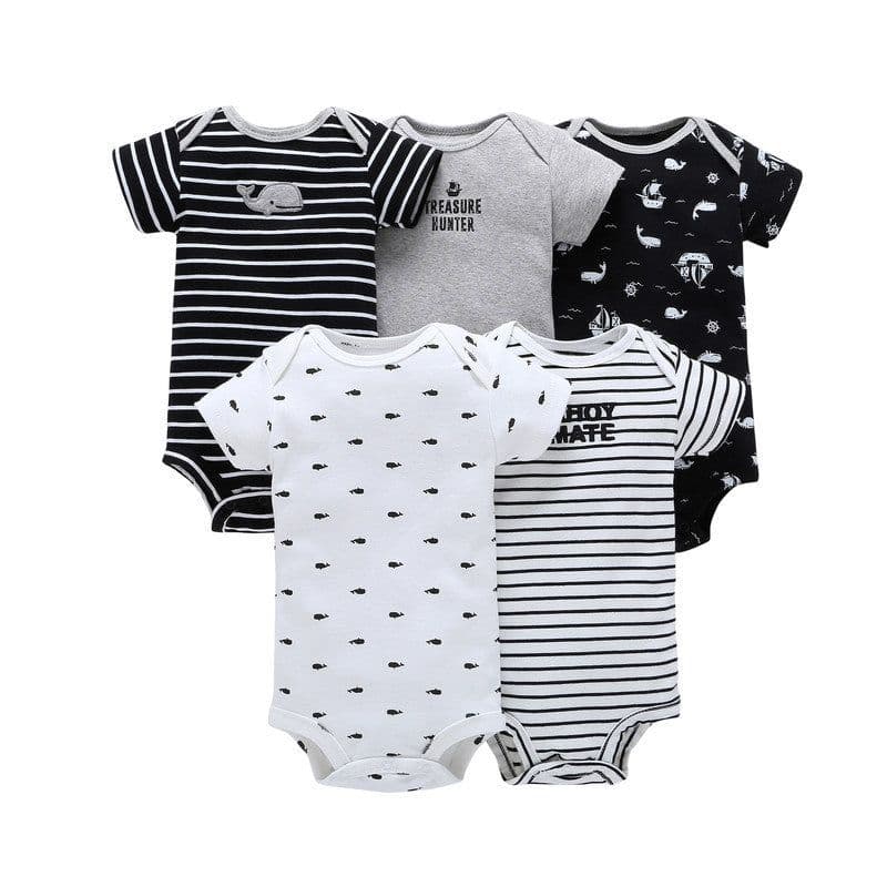 image-A generation of summer baby boy cotton short-sleeved mixed color haze triangle romper 5 five-piece suit T0031