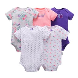 image-A generation of summer baby boy cotton short-sleeved mixed color haze triangle romper 5 five-piece suit T0031