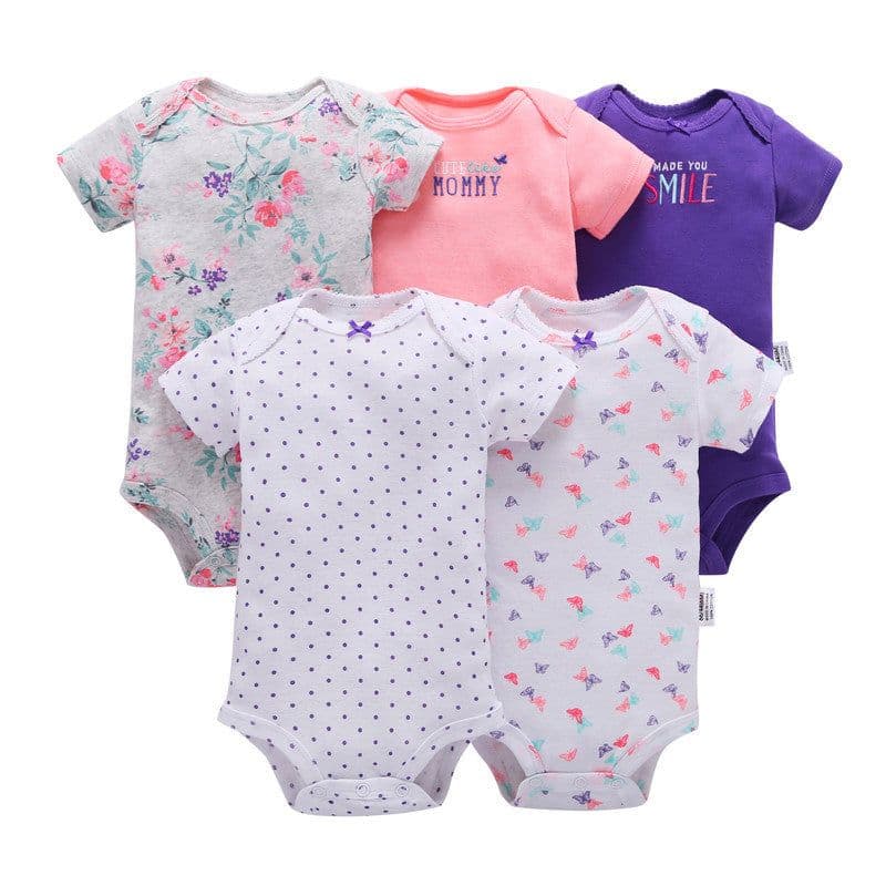 image-A generation of summer baby boy cotton short-sleeved mixed color haze triangle romper 5 five-piece suit T0031