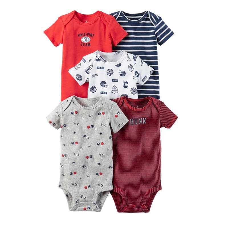image-A generation of summer baby boy cotton short-sleeved mixed color haze triangle romper 5 five-piece suit T0031