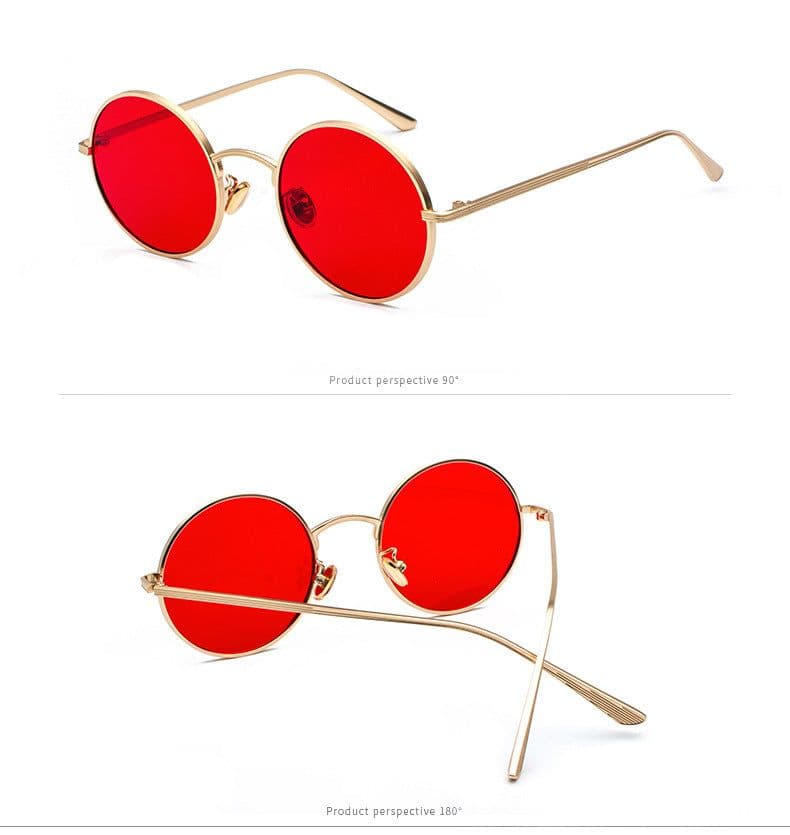 image-Metal round frame sunglasses female Korean version of the trendy retro punk style sunglasses male Harajuku style personality sunglasses 8343