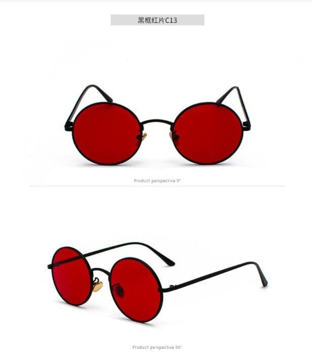 image-Metal round frame sunglasses female Korean version of the trendy retro punk style sunglasses male Harajuku style personality sunglasses 8343