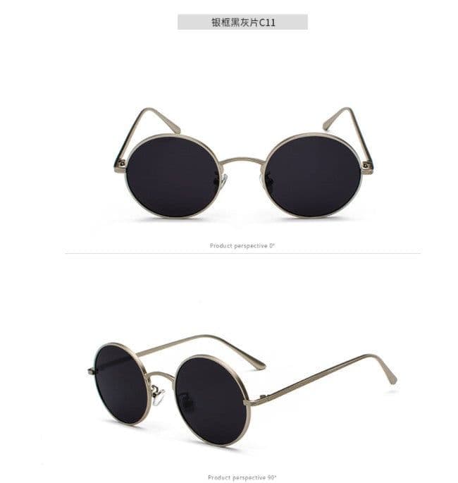 image-Metal round frame sunglasses female Korean version of the trendy retro punk style sunglasses male Harajuku style personality sunglasses 8343