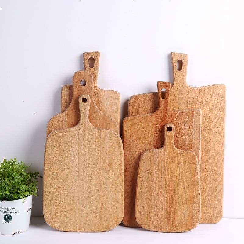 image-Beech wood cutting board pizza board hanging cut fruit cutting board handle wooden cutting board solid wood cutting board one drop shipping