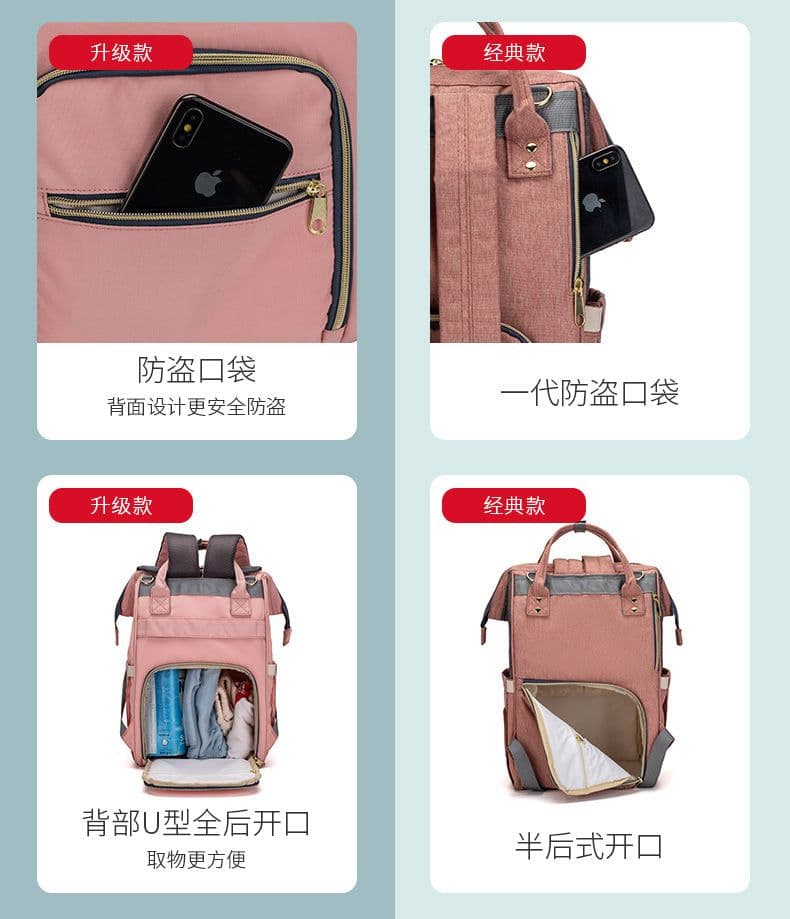image-LEQUEEN foreign trade new mother bag multifunctional large-capacity baby diaper bag double shoulder milk bag mother and baby bag