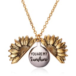 image-Hipster can open sunflower necklace men's and women's sweater chain double-layer lettering accessories Korean personality hip-hop pendant