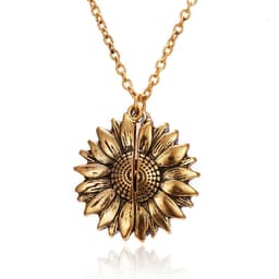 image-Hipster can open sunflower necklace men's and women's sweater chain double-layer lettering accessories Korean personality hip-hop pendant