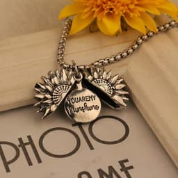 image-Hipster can open sunflower necklace men's and women's sweater chain double-layer lettering accessories Korean personality hip-hop pendant