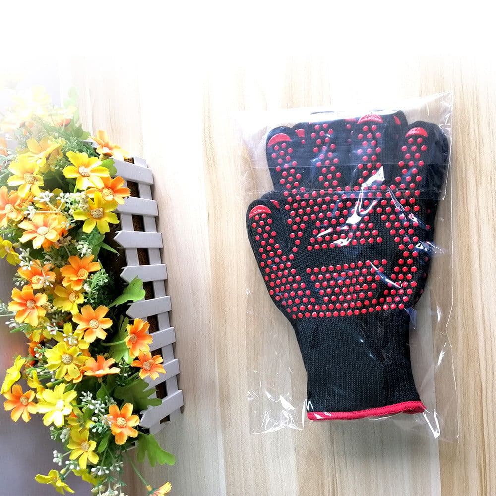image-Spot high temperature resistant 800 degrees BBQ flame retardant non-slip fireproof barbecue gloves insulated microwave oven oven gloves