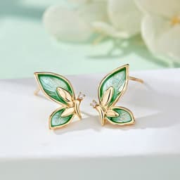 image-925 silver needle mandarin duck butterfly shadow earrings female super fairy sen simple earrings girl heart temperament net red earrings earrings