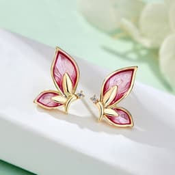 image-925 silver needle mandarin duck butterfly shadow earrings female super fairy sen simple earrings girl heart temperament net red earrings earrings