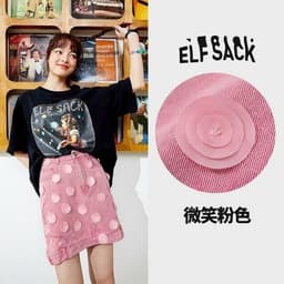 image-Solid Pure High Waist Applique Casual Women Mini Skirts,Spring Vintage