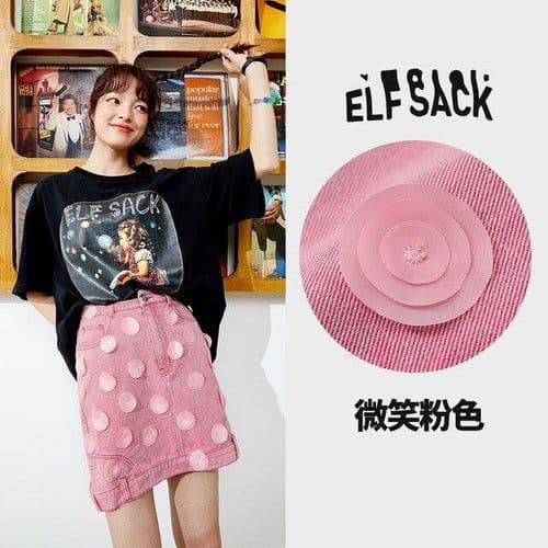 image-Solid Pure High Waist Applique Casual Women Mini Skirts,Spring Vintage