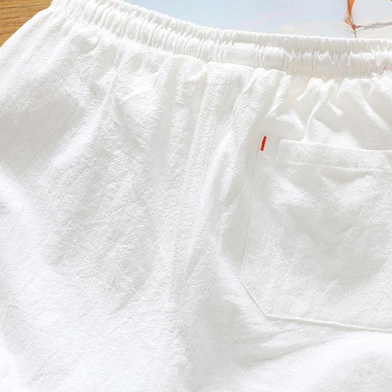 image-2019 summer cotton and linen shorts men's Japanese linen five-point pants men's light casual pants large size tide men's wholesale