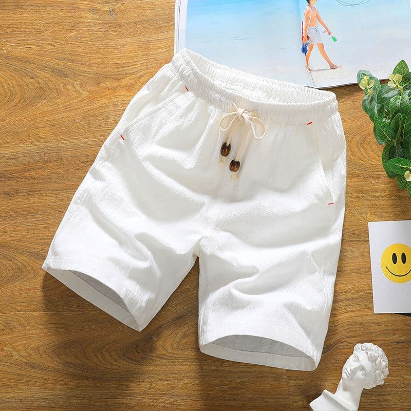 image-2019 summer cotton and linen shorts men's Japanese linen five-point pants men's light casual pants large size tide men's wholesale