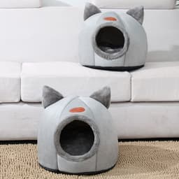 image-Cat litter winter warm pet removable and washable litter cat dog small dog winter sleeping bed cartoon cute kennel