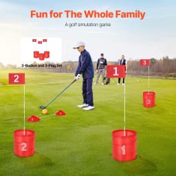 image-VEVOR Backyard Golf Game, 3 Hole Golf Course, Golf Game Practice Games, Golf Chipping Game for Family, Adults and Kids, Portable Outdoor Yard Golf Game for Lawn, Yard, Camping, Park, Beach