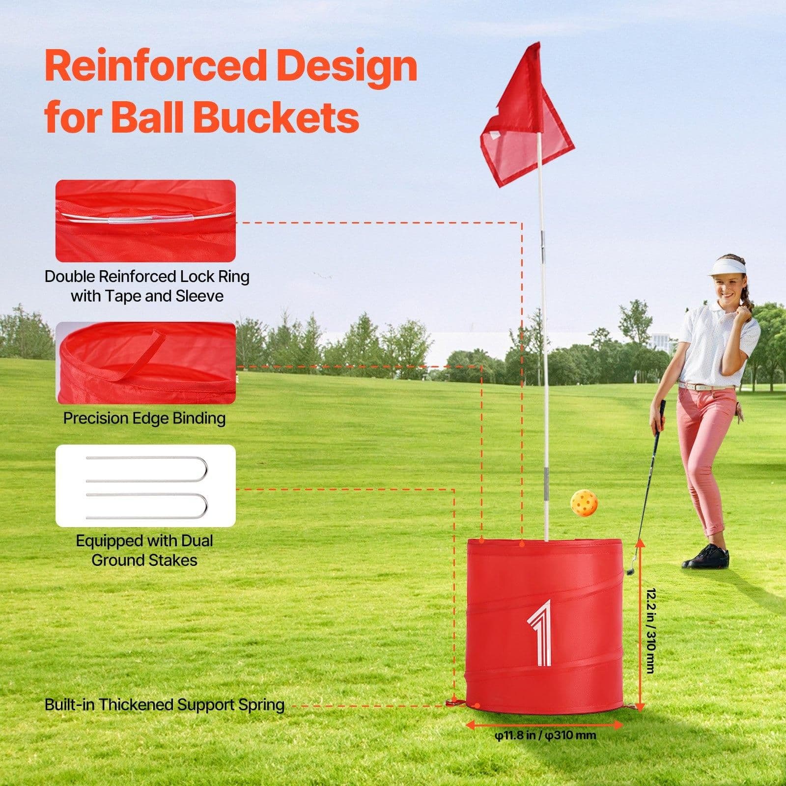 image-VEVOR Backyard Golf Game, 3 Hole Golf Course, Golf Game Practice Games, Golf Chipping Game for Family, Adults and Kids, Portable Outdoor Yard Golf Game for Lawn, Yard, Camping, Park, Beach