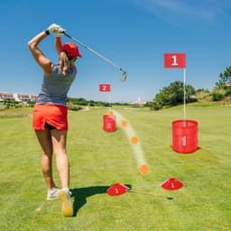 image-VEVOR Backyard Golf Game, 3 Hole Golf Course, Golf Game Practice Games, Golf Chipping Game for Family, Adults and Kids, Portable Outdoor Yard Golf Game for Lawn, Yard, Camping, Park, Beach