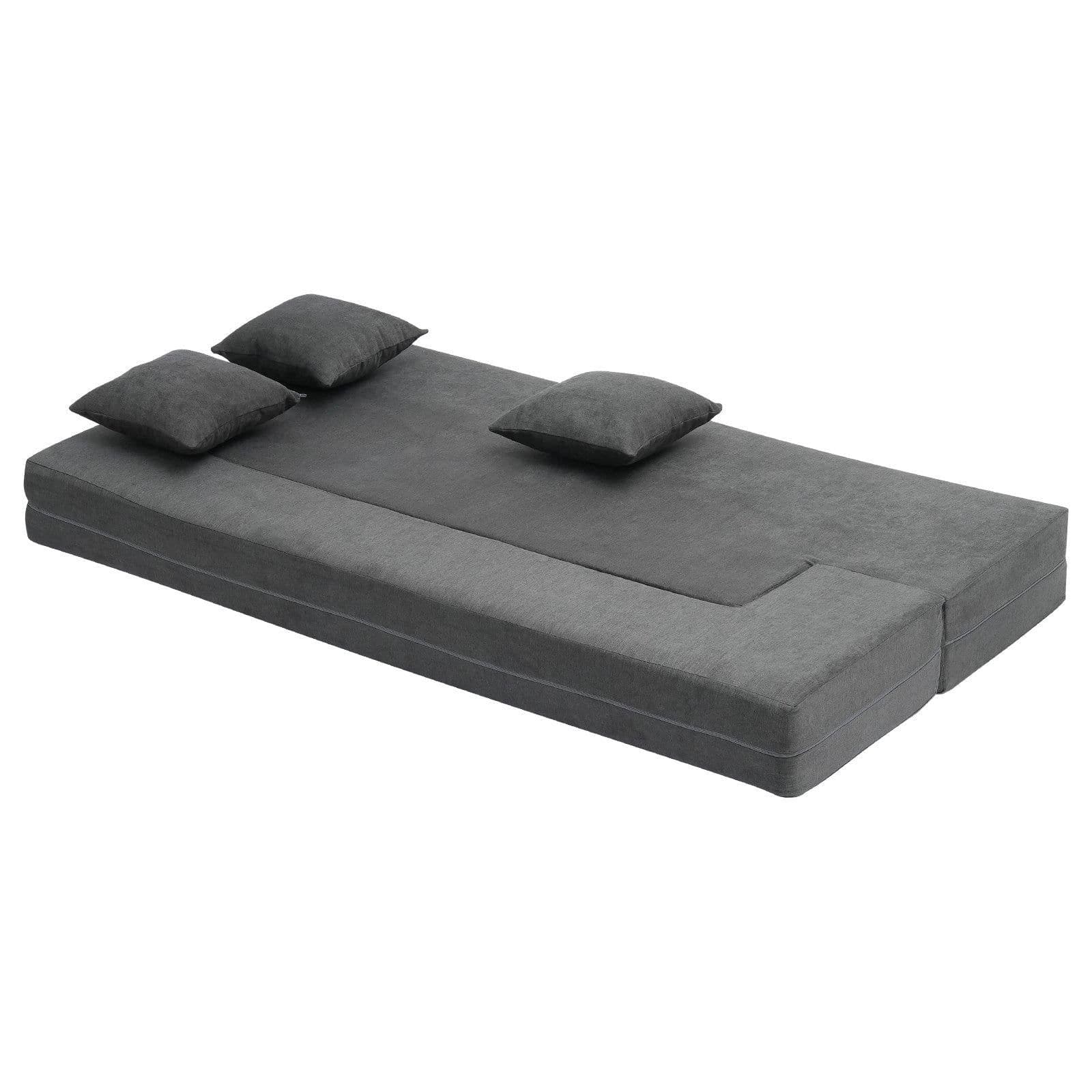 image-VEVOR Folding Sofa Bed, 3-in-1 Foldable Couch Bed with 3 Pillows and Washable Cover, 25D High Density Memory Foam Convertible Sleeper Chair Bed, Futon Couch for Living Room, Bedroom, Dark Grey(Twin)