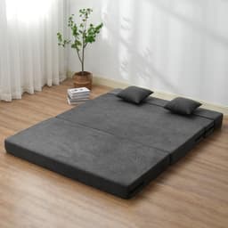 image-VEVOR Folding Sofa Bed, 3-in-1 Foldable Couch Bed with 2 Pillows and Washable Cover, 25D High Density Memory Foam Convertible Sleeper Chair Bed, Futon Couch for Living Room, Bedroom, Dark Grey(Queen)