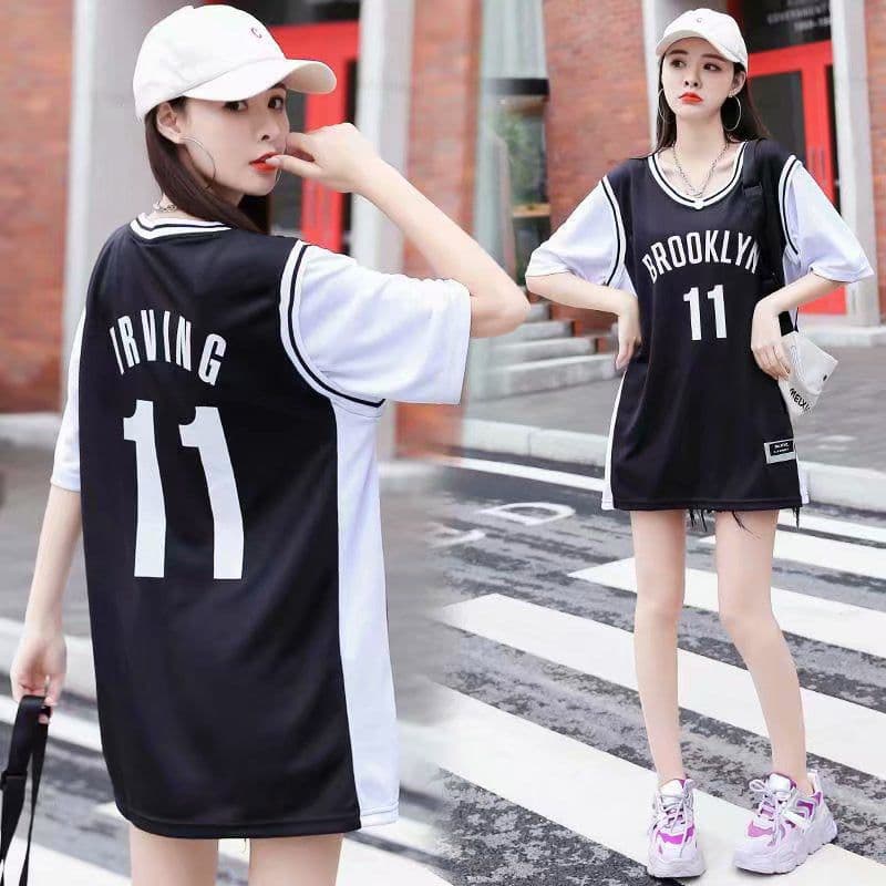 image-Fake two pieces of basketball clothing Korean version of sports t-shirt male and female students short-sleeved loose casual ball clothing class clothing wholesale