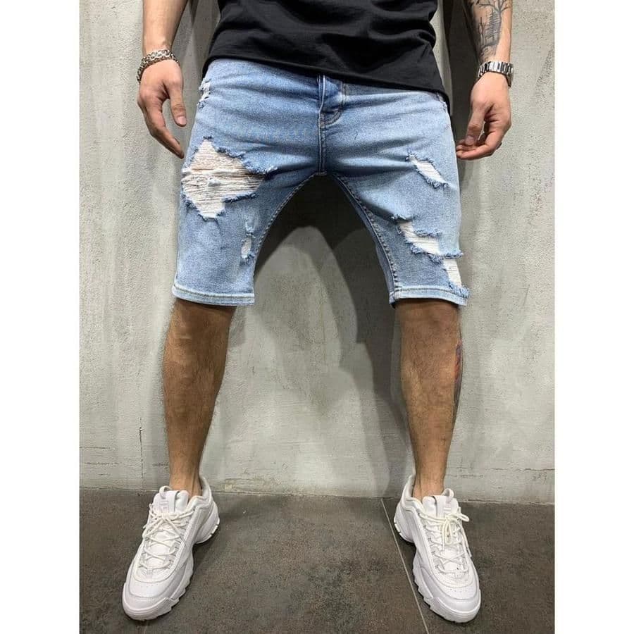 image-European and American new denim pants with holes and slimming slimming men's mid-pants cross-border exclusively for men's jeans in Europe