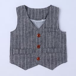 image-European and American Amazon Boys Gentleman Set Spring and Autumn New Products Children's Vest White Shirt Striped Pants Three-piece Set