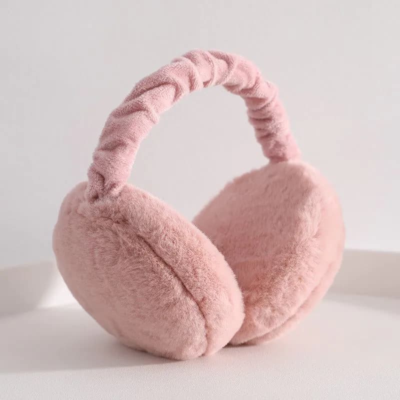 image-Winter women's cute solid color warm earmuffs plus plush windproof ear protection portable foldable cold and anti-freeze earmuffs